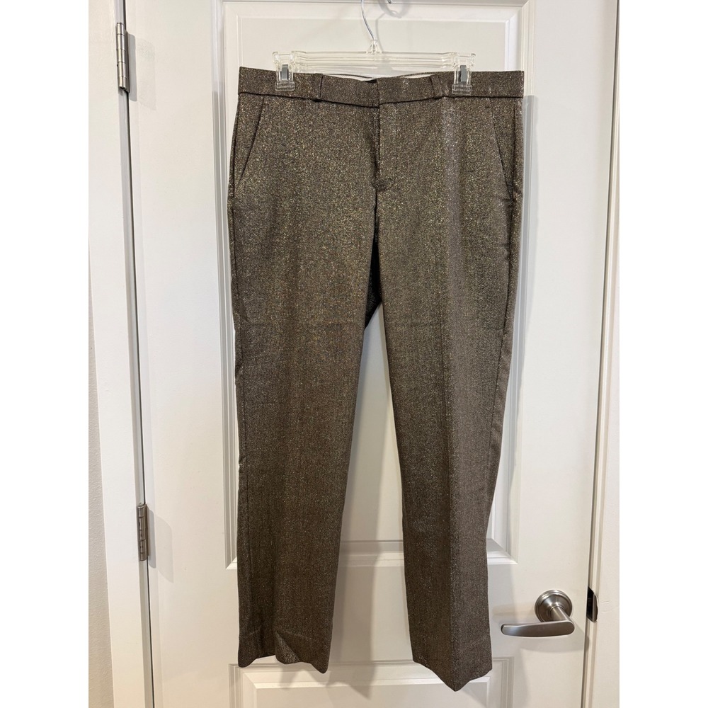 Banana Republic Avery Metallic Gold Bronze Shimmer Ankle Pants Womens 8‎ Holiday